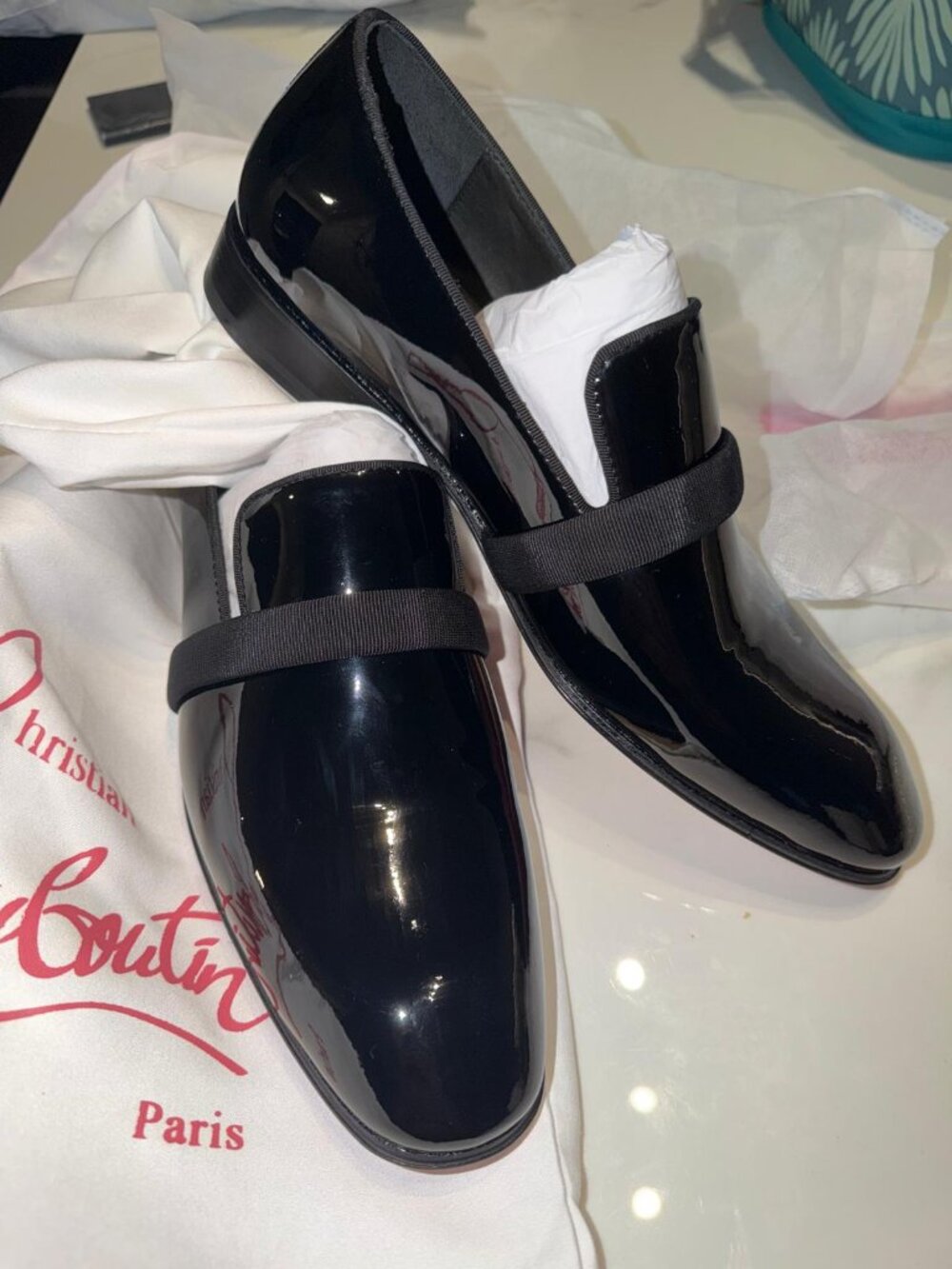 Men’s Black Patent Red Bottom Luxury Formal Tuxedo Loafers – EU 44 | BRAND NEW